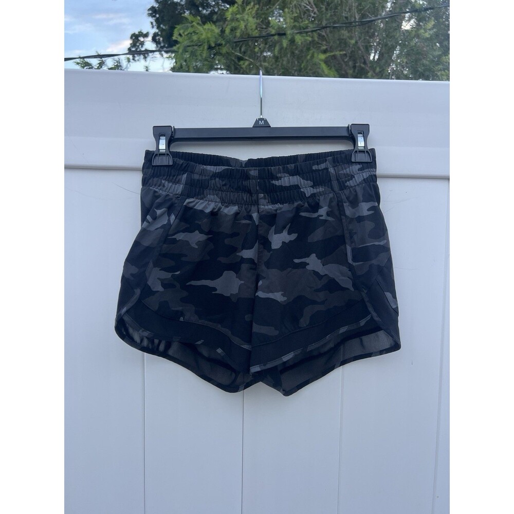 Athleta Women’s XXS Printed Mesh Racer Run Short 4"  Elastic Waist Camo Black